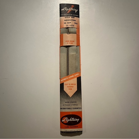 Vintage Sewing and Crafting Supplies - Vintage Lightning Zipper - Monarch Pins - Picture 6 of 12